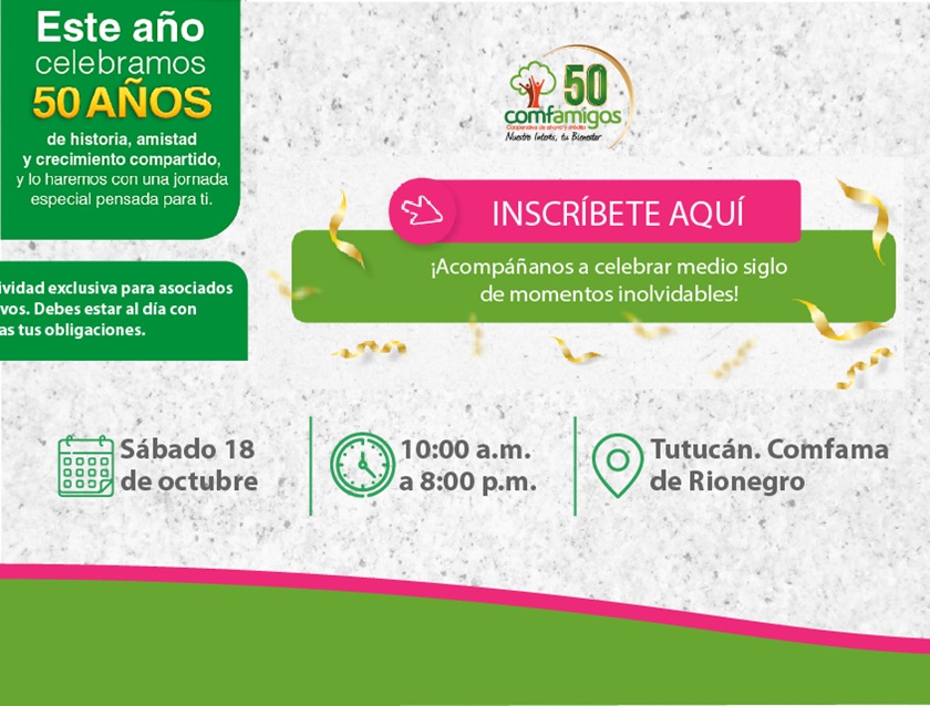 Inscripción evento de 50 años